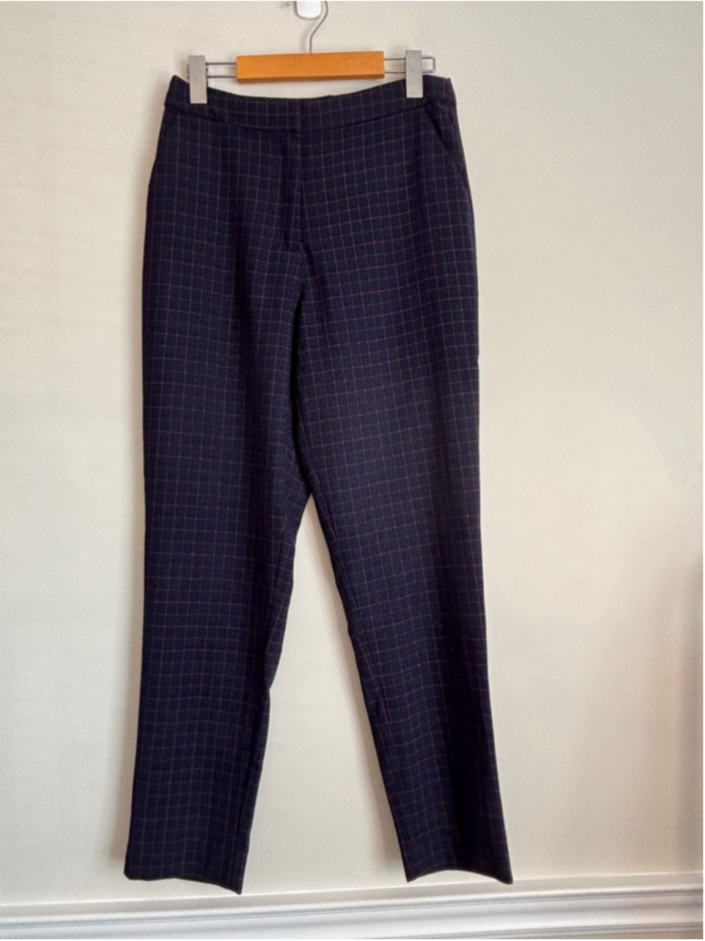 Frnch Paris Pandora Plaid Pants In Bleu Marine Women's Size Medium Minimalist